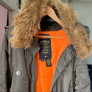 Alpha Industries Men's Sage/Orange N-3B Slim Parka